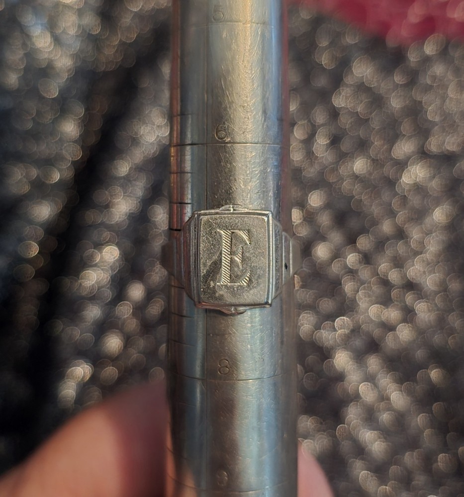 Vintage Nickel Silver Adjustable Initial Ring – Engraved “E” – Size 6.5–7