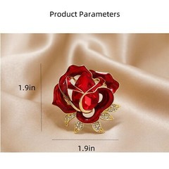Rhinestone Red Flower Brooch Pin for Women Girls Gold-Tone Fashion Crystal En…