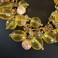 Vtg Juliana D&E Dangle Bead Rhinestone Topaz 5 Link Bracelet & Earring Set