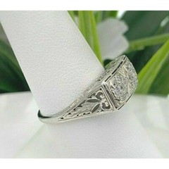 Vintage Style Flower Filigree Ring 2 Ct Lab Created Diamond 14k White Gold Over