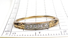 Antique Art Deco 1920 Diamond Wedding Band 14K White Yellow Ring Size 6.75 UK-N