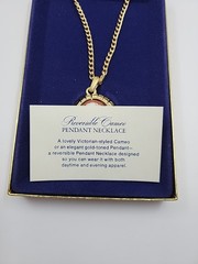 Vintage AVON 1974 Reversible Cameo Pendant Necklace 24″ Chain, Original Box