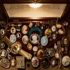 Huge Estate Heirloom Cameo Vtg Mod Romantic Jewelry Lot Brooch Locket Flowers