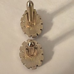 Vintage Bullet Back Blue Gold Glass Metal Oval Cufflinks Men’s Fashion Jewelry