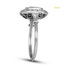 Asscher Cut 4CT Real Emerald Art Deco Vintage Halo Cocktail Ring 14K Gold Finish