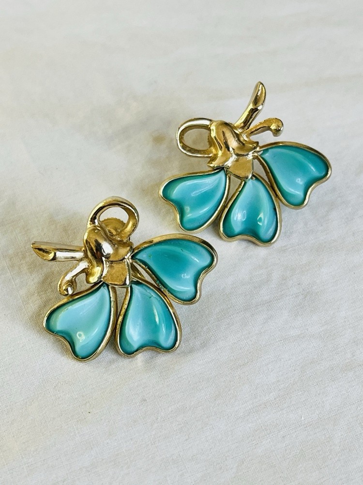 Vintage Barclay Thermoset Turquoise Earrings Screw Back Signed