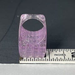 Chunky Lucite Square Ring Lavender Sparkle Cube Size 8 Retro Statement Runway