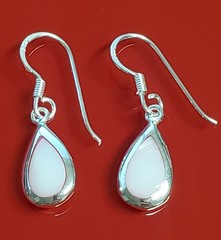 925 Pink Chalcedony Teardrop 1in Drop Earrings Sterling Silver Bezel Set Pear