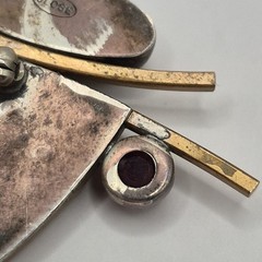 Vintage Deborah Close Sterling Silver 925 Mixed Metals Gem Abstract Pin Brooch
