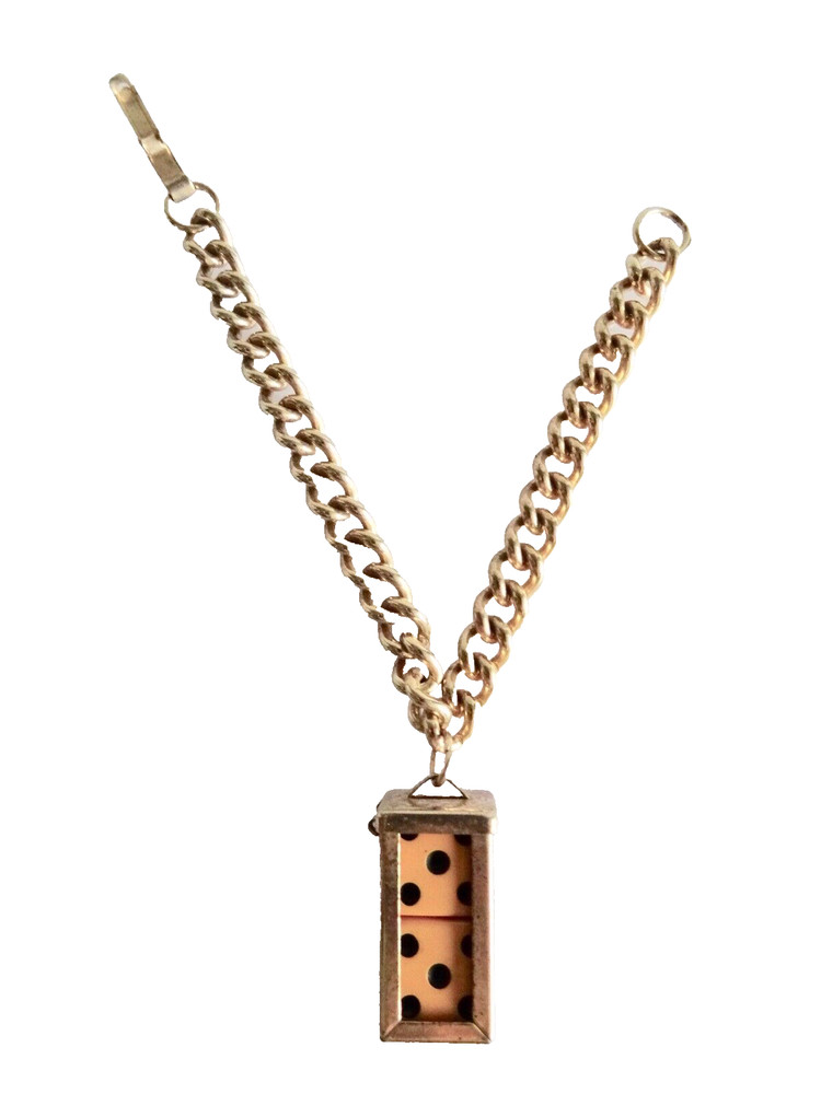 dICE CAGE CHARM BRACELET METAL UNISEX KITSCHY VINTAGE COSTUME JEWELRY neocurio