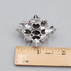 Vintage Brown Topaz Brooch Silver Leaf Pendant 1.75″