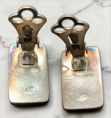 Vintage 925 Sterling Silver Genuine AMBER Oblong CLIP ON Earrings 3/4” Long EC