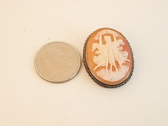 Vintage antique carved shell cameo pin brooch pendant 800 silver Three Graces