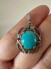 Vintage JJJ sterling silver blue stone Pendant