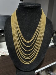 ANTIQUE NOUVEAU GOLD TONE 9 MULTI-STRAND LAYERED NECKLACE TINY BOOK LINKS 88g
