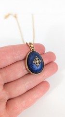 Avon Blue Egg Shaped Pendant Necklace 17.5 In