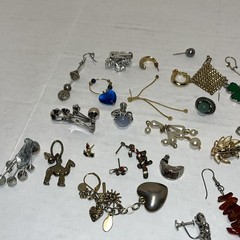 37-Single Silver And Gold Tone Stones earring lot vintage For Crafts Or Reuse