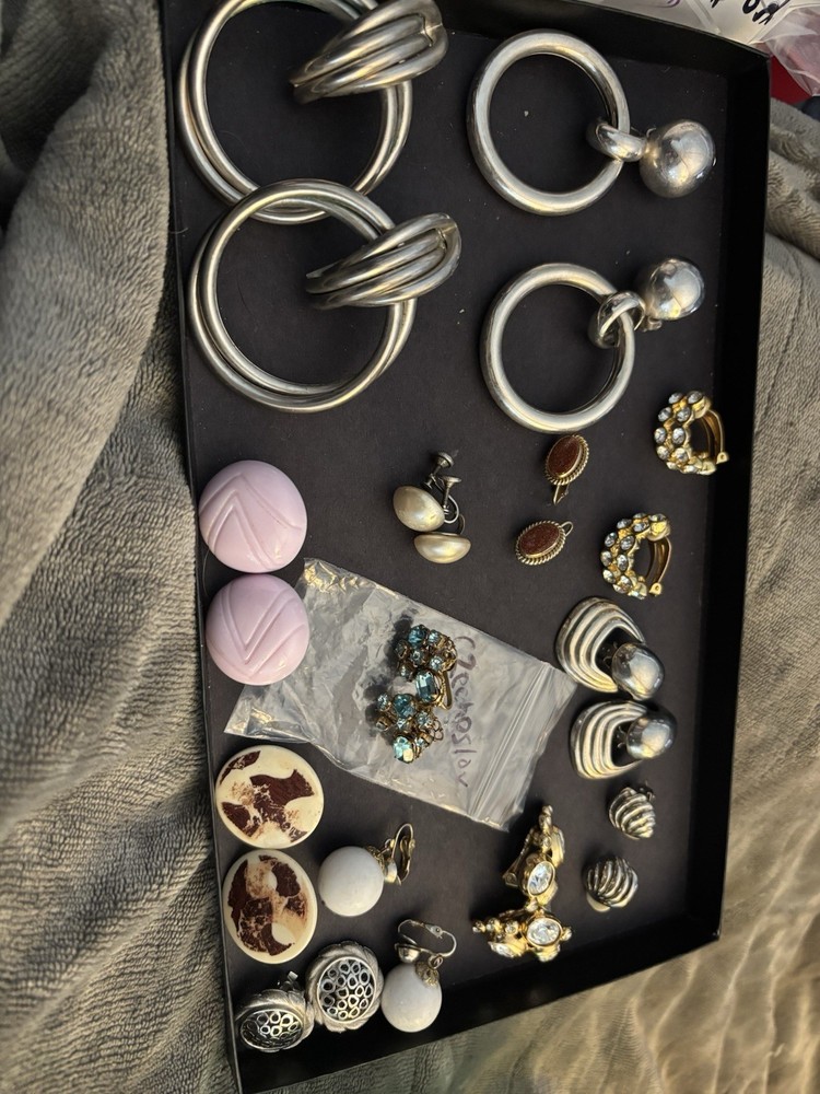 Vintage Clip On/screw Back Earring Lot , All Wearable Lot #5 Sold As Is