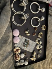 Vintage Clip On/screw Back Earring Lot , All Wearable Lot #5 Sold As Is