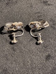 Vtg Sorrento Silver Cameo Scewback Earrings Mother Of Pearl Marked