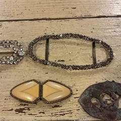 Antique Vintage Rhinestone Belt Buckle Sash Clip Czechoslovakia Deco