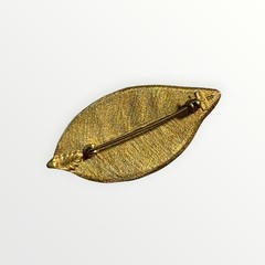 Bergere Leaf Brooch Pin Gold Tone Approx 2.5in Textured Vintage
