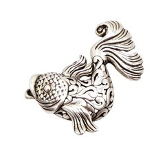 Vintage Jezlaine 925 Sterling Silver Koi Fish Brooch Pin