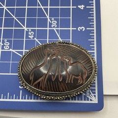 Vintage Hand Carved Deer Brooch C Clasp Horn (?) Large 3 x 2.5 in Pin African