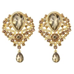 2 Pcs Large Rhinestone Brooch for Women, Champagne(3.5×2.2 Inch)