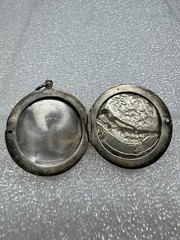 Antique Sterling Silver Art Nouveau Repousse Lady Crescent Moon & Stars Locket