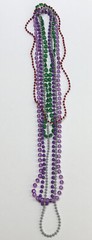 Vintage Set of 5 Plastic Beaded Necklaces Purple Green Gray 23-36″
