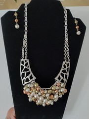Chic Vintage Necklace N Earrings With Gold, Silver N Rose Gold Baubbles…