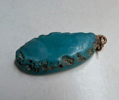 Vintage Teal Blue Turquoise Color Pendant 1.5 Inch