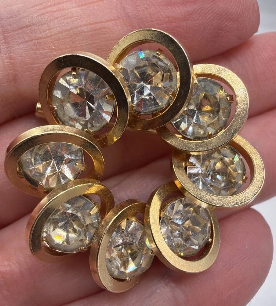 Judy Lee Brooch Celeste Rhinestone Circle Unsigned Vintage