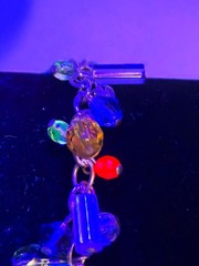 Rare Vintage Czech Uranium Glass Beaded Charm Bracelet Glows Bright Green UV