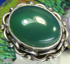 Vintage Chrysoprase 1 1/8″ Sterling Silver 0.925 Cocktail Band Ring size 7.5