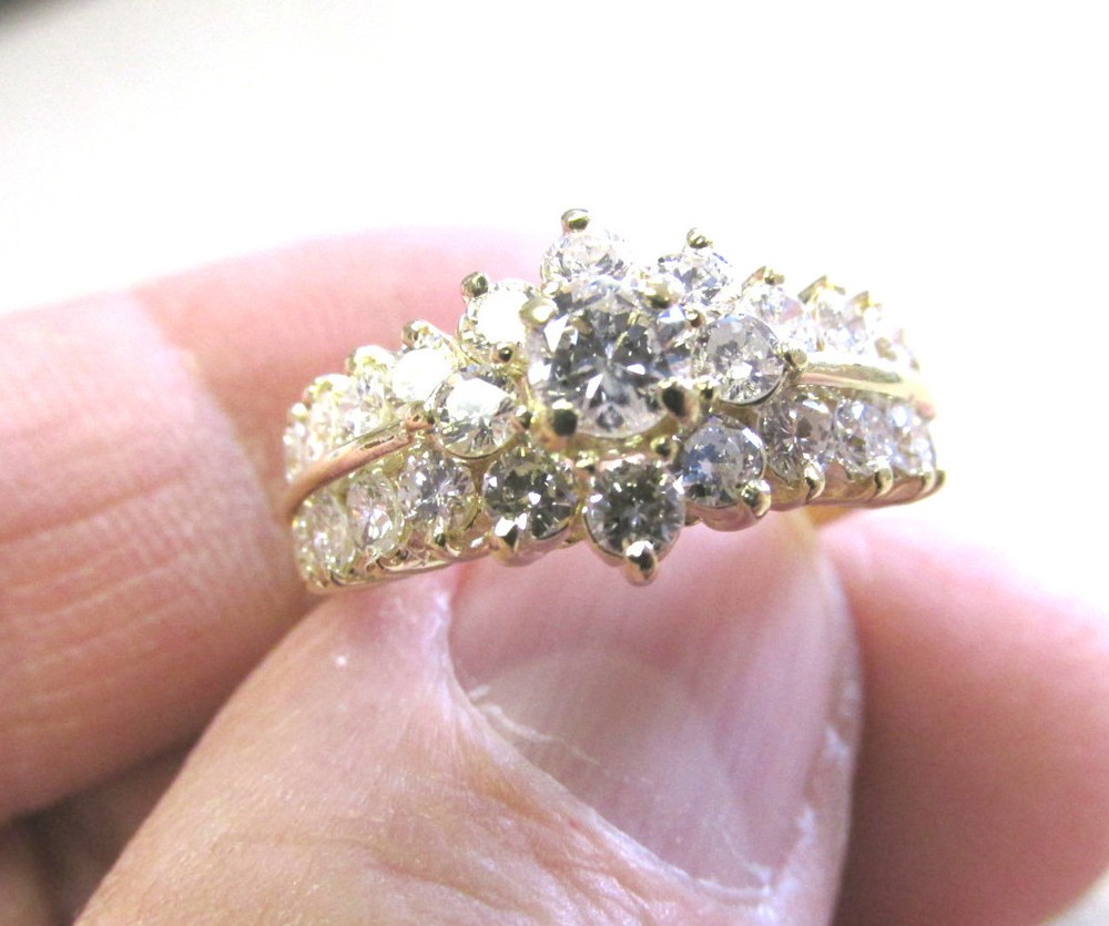 Estate 14k Gold Clean Diamond Ring 1.35 ctw F-G VS1-SI1 size 7 Make Offer