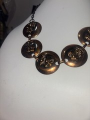 50’s MCM Copper Necklace Choker Comedy Tragedy Mask Mid Cent UNIQUE RARE!! 17.4”