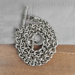 Vintage Sterling Silver BOROX 69⅕g Heavy Rolo Link 18″ Chain Toggle Necklace 925