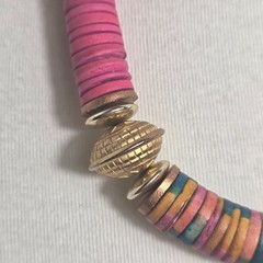 Bohemian-Style Statement Necklace Bright Pink & Colorful Multicolor Heishi Beads
