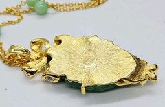 Nolan Miller Necklace Carved Faux Jade Pendant Gold Tone Retired Vintage Rare