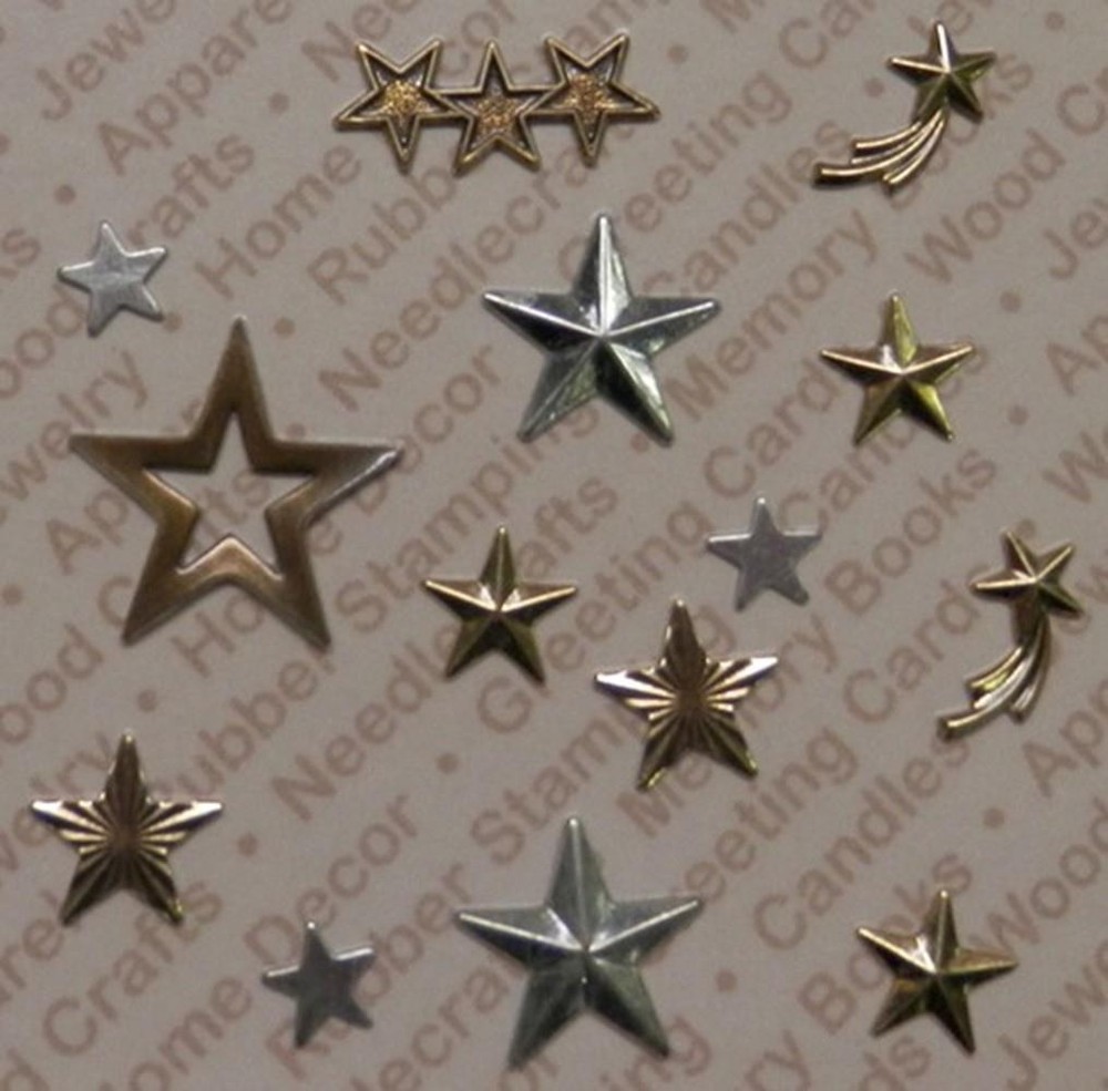92432 Gold/Silver/brass Pltd.Assorted Star Findings / Blister Card x 4