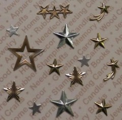 92432 Gold/Silver/brass Pltd.Assorted Star Findings / Blister Card x 4