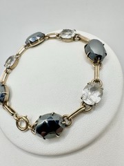 Antique Old VTG Gold Filled Tennis Bracelet White Topaz? Estate Sale Rare Read