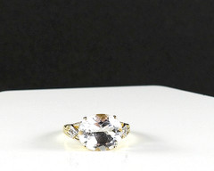 Vintage Solid 10K Yellow Gold Ring White Topaz Diamond Accent Cocktail Jewelry 7