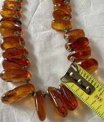 Amber Baltic Honey Cognac Necklace Choker 81.7g Rare VTG Silver Plated Read