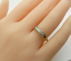 Antique Art Deco 14k Yellow Gold & Platinum Diamonds Wedding Band Ring Size 8