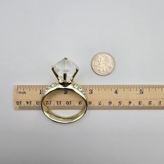Vtg AJC Sparkle Stmt Ring Brooch Gold Tone Glam Engagement Bachelorette Bling
