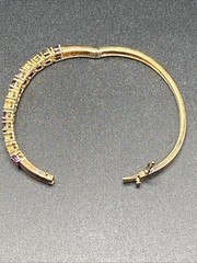 925 Sterling Silver Bracelet Multi Gemstone Heart Link Gold Filled 14K Vintage