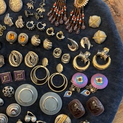 HUGE Lot Vintage Clip On Screw back Earrings TRIFARI Corolite Coro Marino Napier
